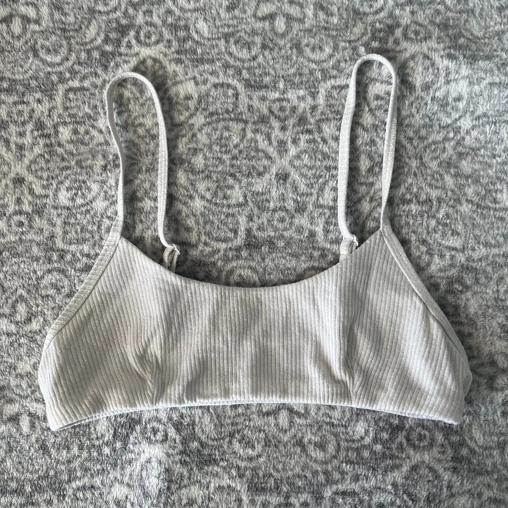 Ribbed Alo Sports Bra, White, Size S